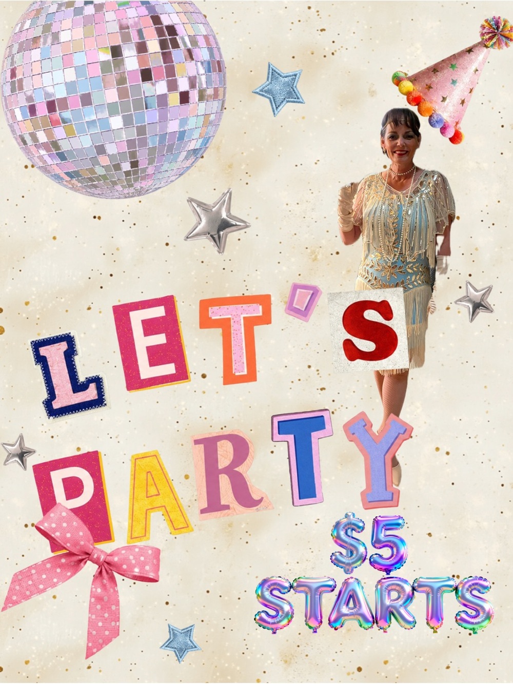 Let's Party Decorative Wall Poster - Colorful Letters Design